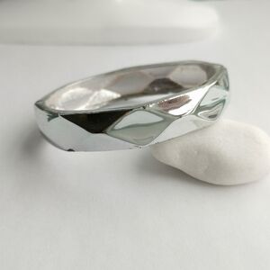 SILVER tone bangle bracelet Hinged, Cuff